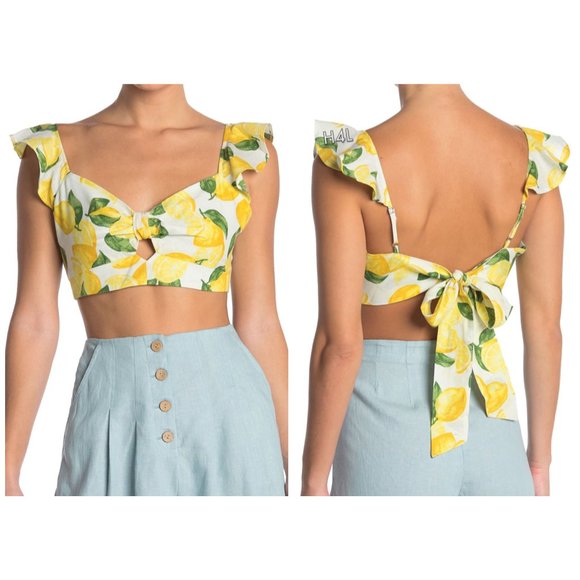 BCBGeneration Tops - NWT BCBG Lemon Tie-Back Crop Top